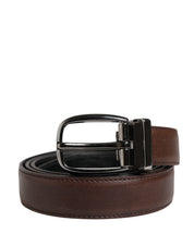 Men Brown Classic Leather Metal Buckle Belt