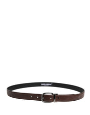Men Brown Classic Leather Metal Buckle Belt