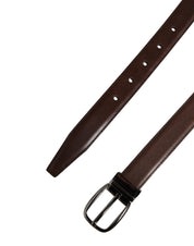 Men Brown Classic Leather Metal Buckle Belt