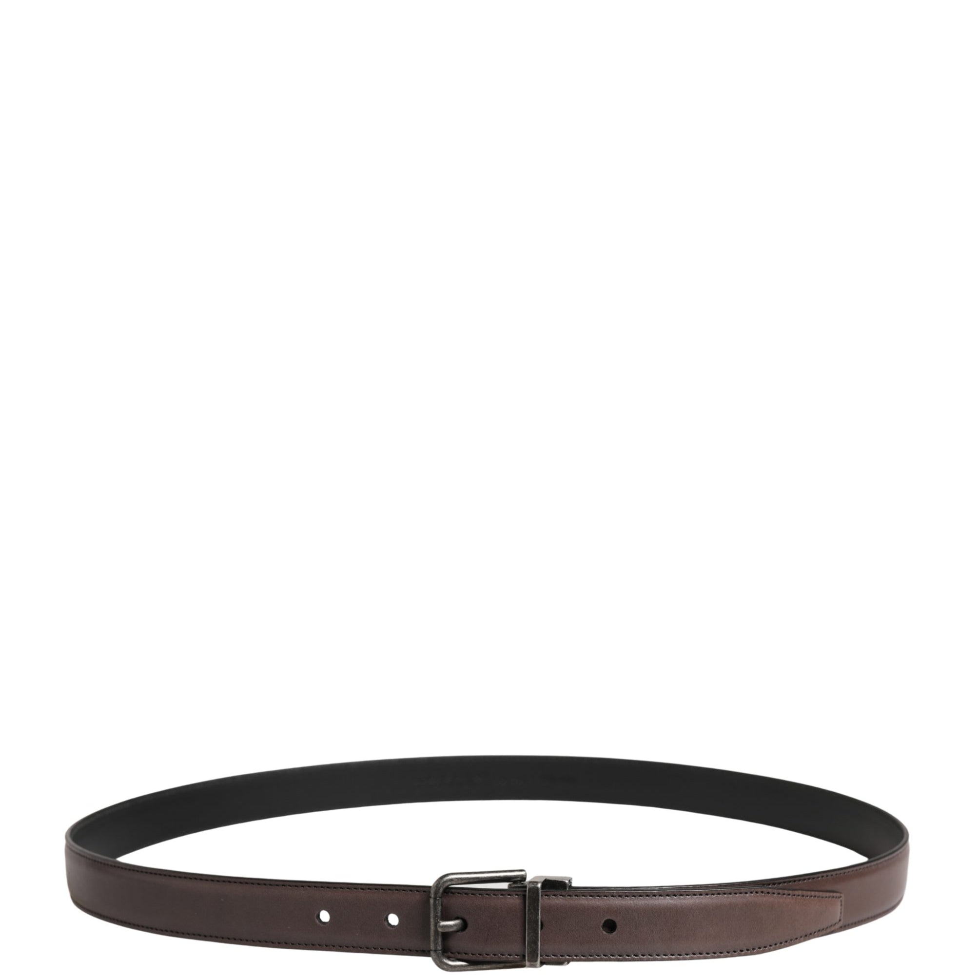 Dolce & Gabbana Men Brown Classic Leather Metal Buckle Belt Dolce & Gabbana