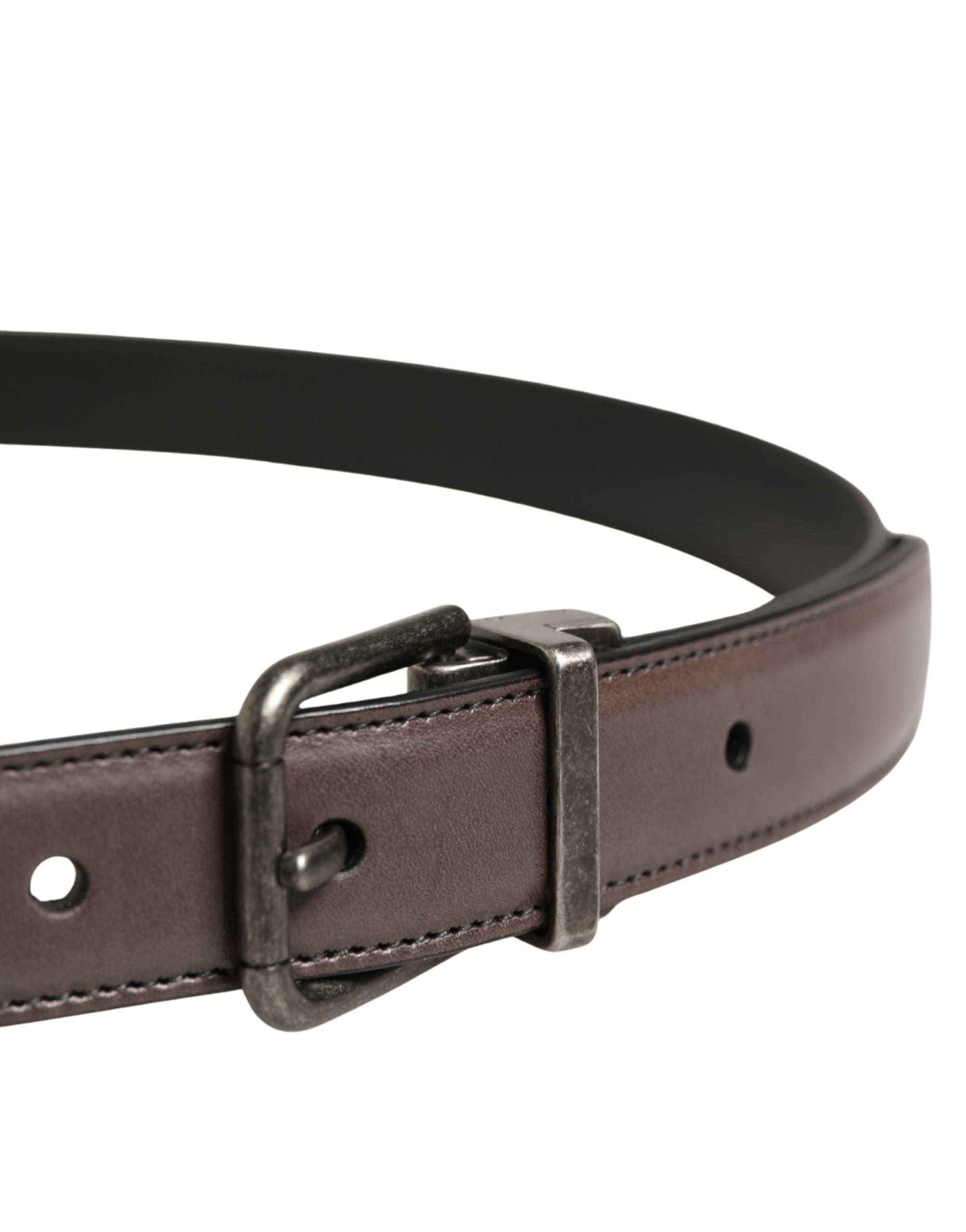 Dolce & Gabbana Men Brown Classic Leather Metal Buckle Belt Dolce & Gabbana