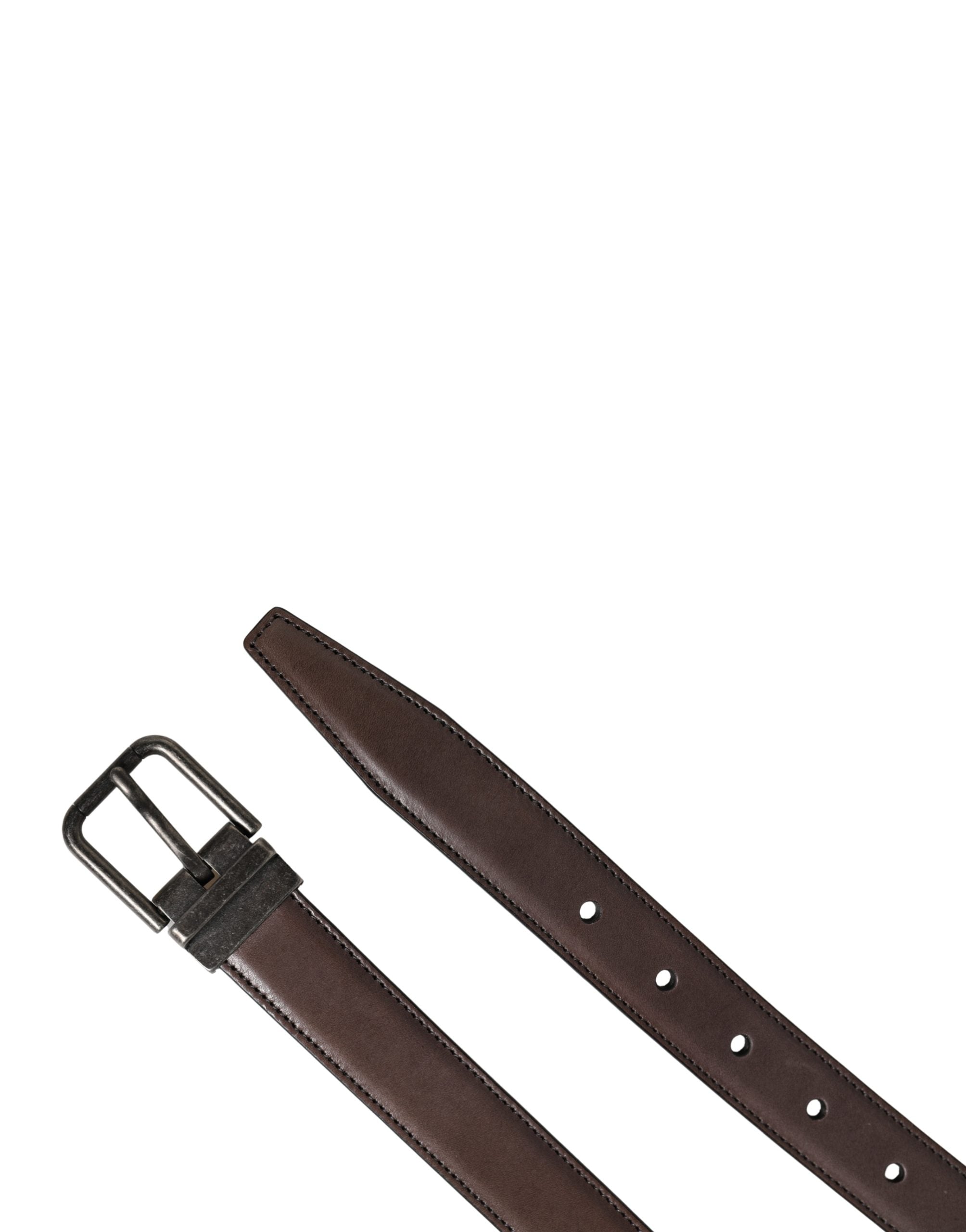Dolce & Gabbana Men Brown Classic Leather Metal Buckle Belt Dolce & Gabbana