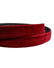 Men Burgundy Velvet Cotton Metal Buckle Belt
