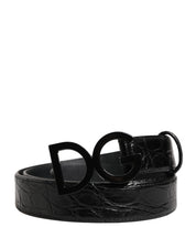Dolce & Gabbana Men Black Exotic Leather Logo Buckle Belt Dolce & Gabbana