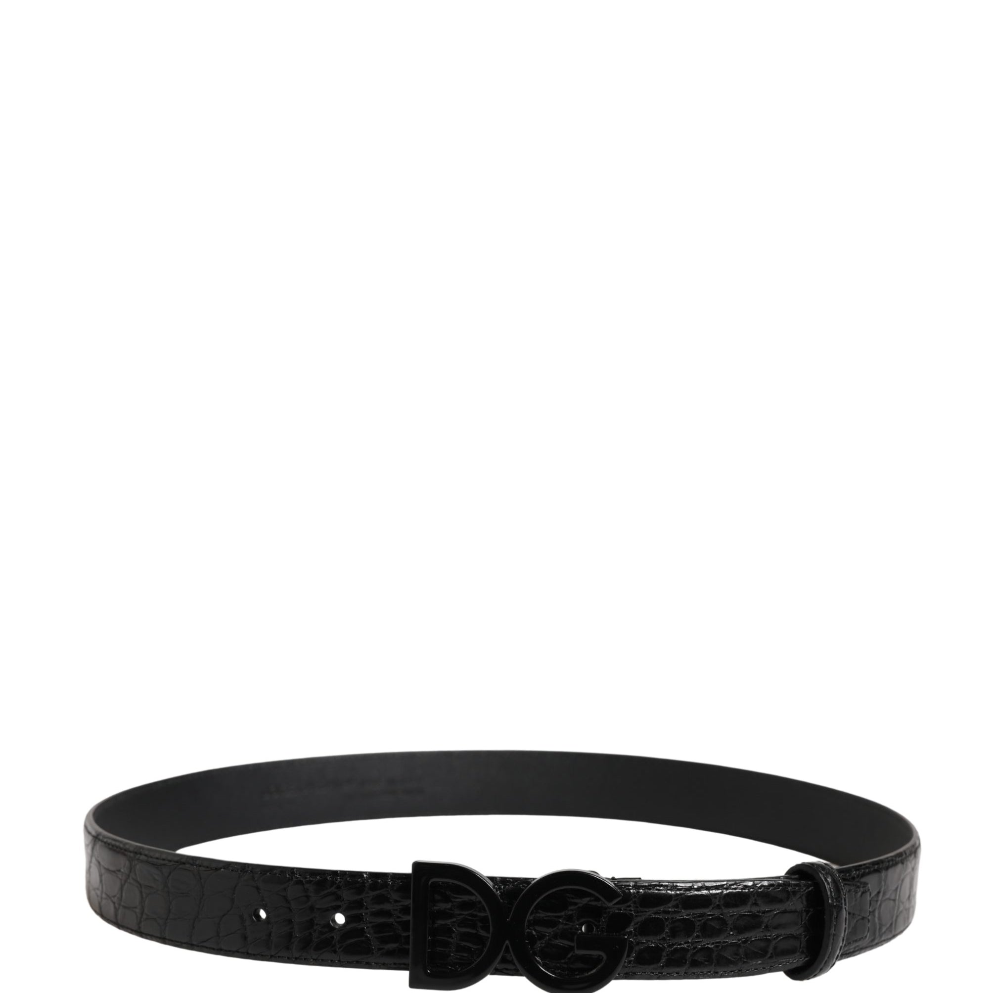 Dolce & Gabbana Men Black Exotic Leather Logo Buckle Belt Dolce & Gabbana