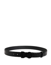 Dolce & Gabbana Men Black Exotic Leather Logo Buckle Belt Dolce & Gabbana