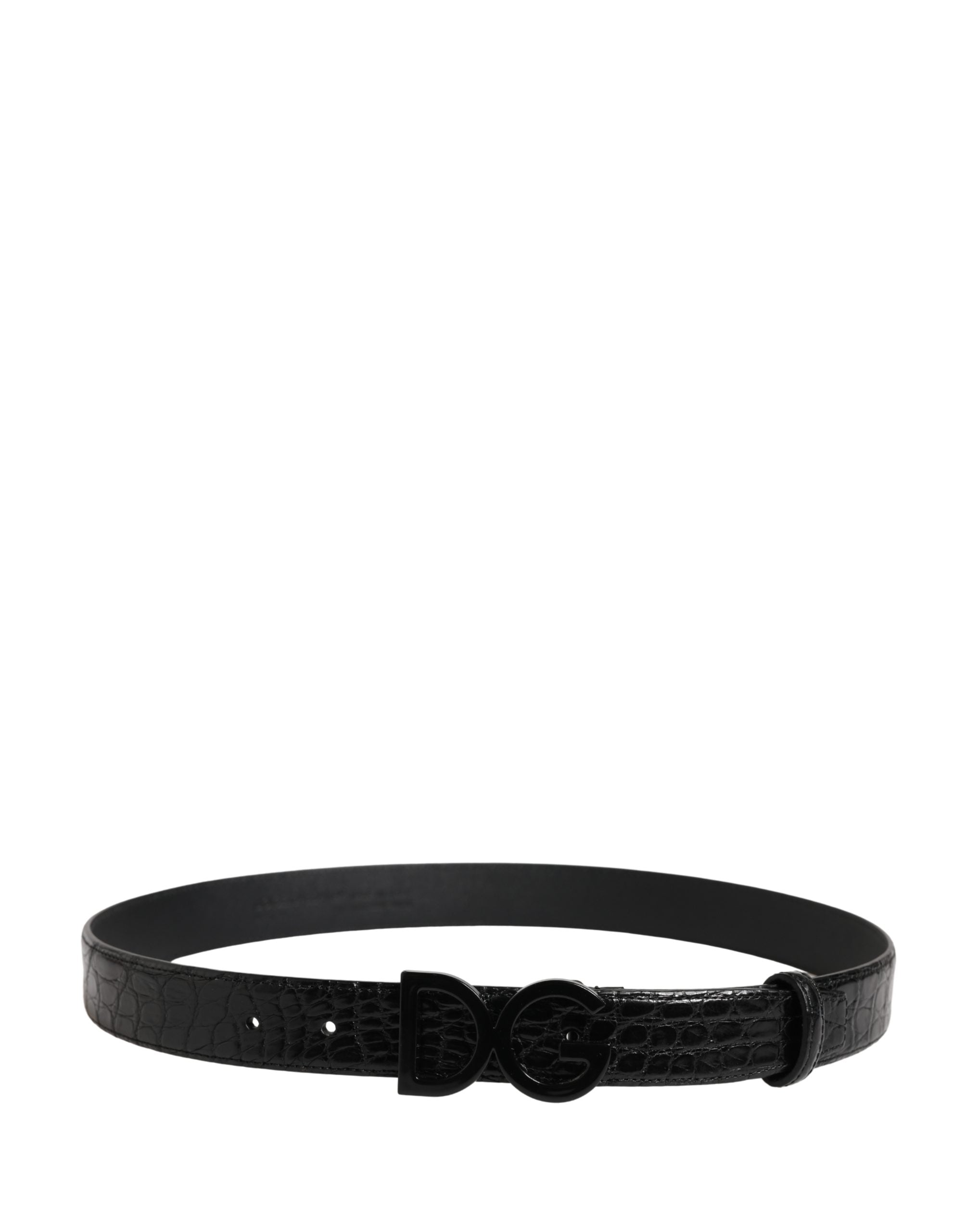 Dolce & Gabbana Men Black Exotic Leather Logo Buckle Belt Dolce & Gabbana