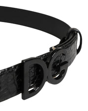 Dolce & Gabbana Men Black Exotic Leather Logo Buckle Belt Dolce & Gabbana