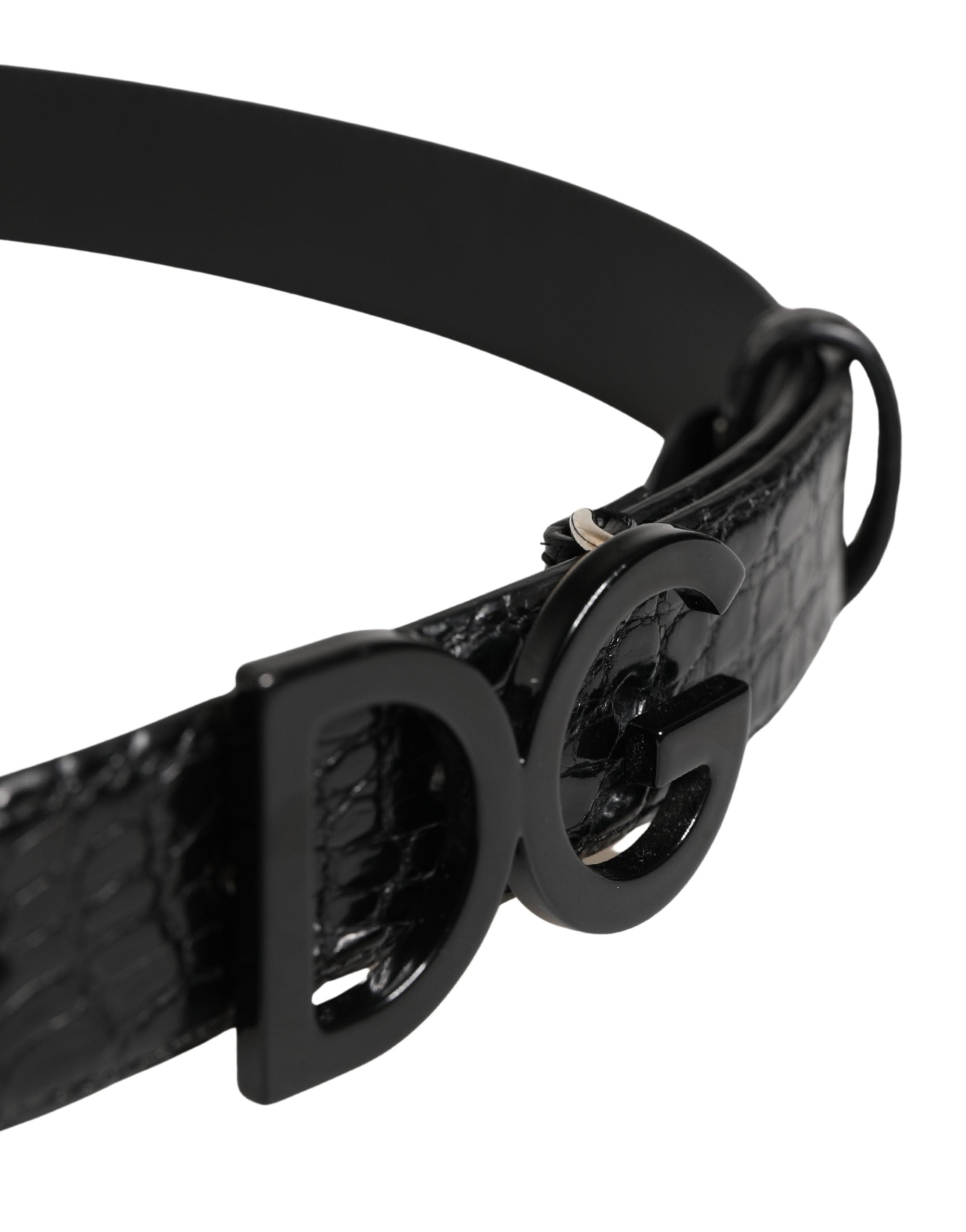Dolce & Gabbana Men Black Exotic Leather Logo Buckle Belt Dolce & Gabbana
