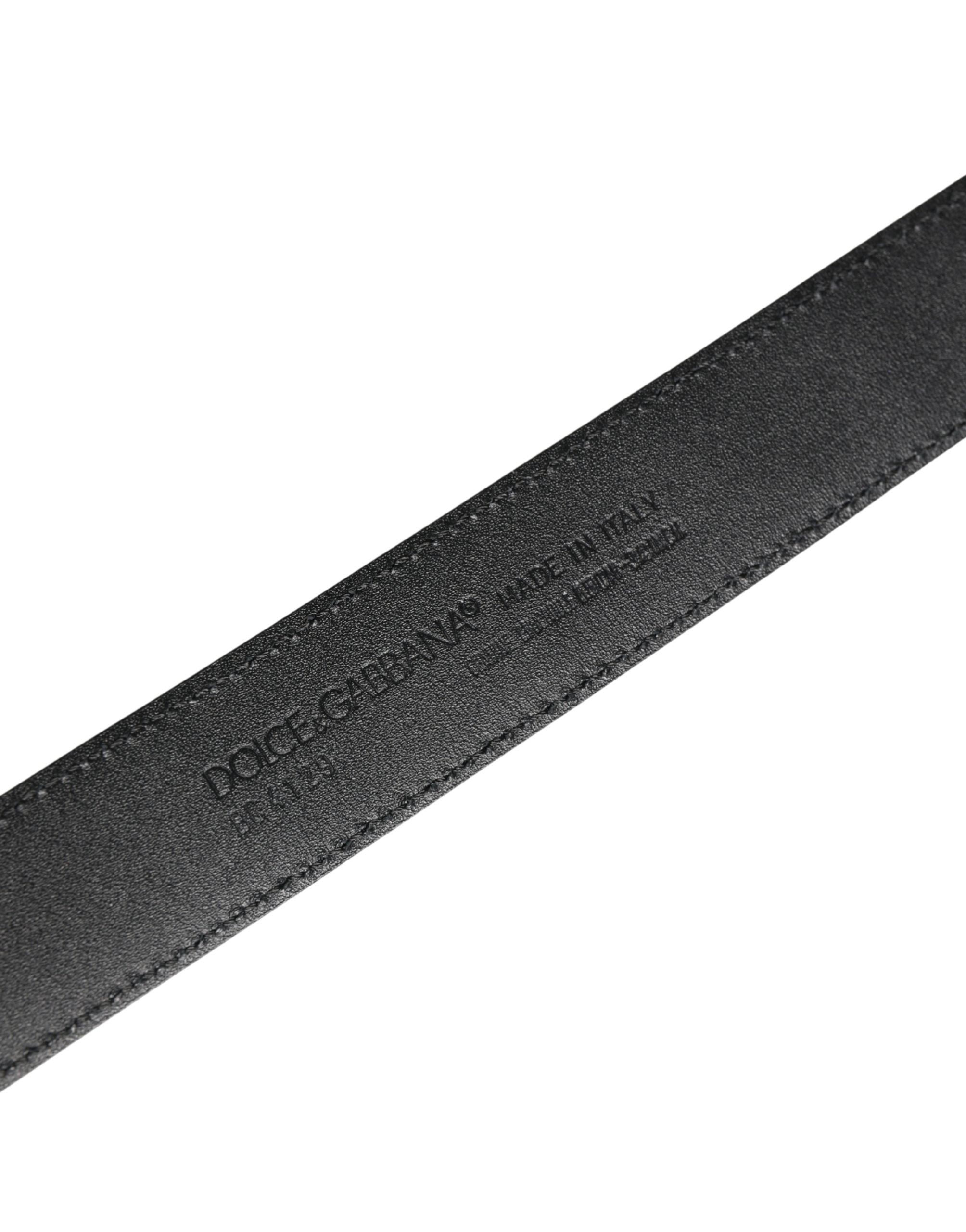 Dolce & Gabbana Men Black Exotic Leather Logo Buckle Belt Dolce & Gabbana