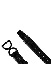 Dolce & Gabbana Men Black Exotic Leather Logo Buckle Belt Dolce & Gabbana