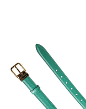 Men Green Classic Leather Metal Buckle Belt