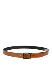 Men Brown Classic Leather Metal Buckle Belt
