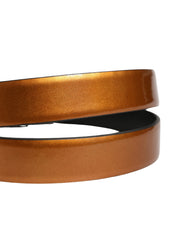 Men Brown Classic Leather Metal Buckle Belt