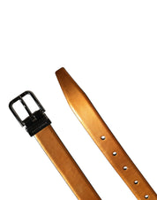 Men Brown Classic Leather Metal Buckle Belt