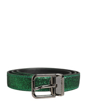 Men Green Lurex Polyester Metal Buckle Belt