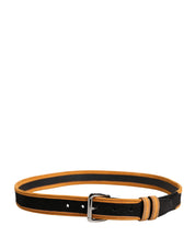 Men Black Orange Polyester Metal Buckle Belt