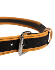 Men Black Orange Polyester Metal Buckle Belt