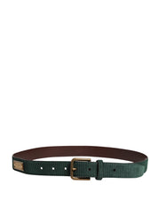 Men Green Velvet Leather Metal Buckle Belt