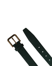 Men Green Velvet Leather Metal Buckle Belt