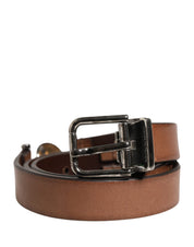 Men Brown Classic Leather Metal Buckle Belt