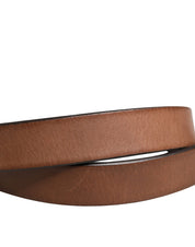 Men Brown Classic Leather Metal Buckle Belt