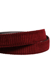 Men Red Velvet Leather Metal Buckle Belt