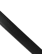 Men Silver Classic Leather Square Buckle Belt