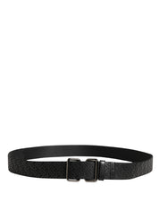 Men Black DG Logo Polyester Metal Buckle Belt