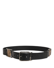 Men Black Classic Leather Metal Buckle Belt