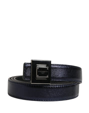 Dolce & Gabbana Men Black Classic Leather Square Buckle Belt