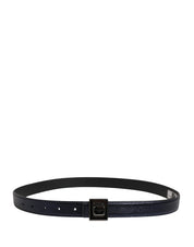 Men Black Classic Leather Square Buckle Belt