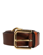 Men Brown Classic Leather Metal Buckle Belt