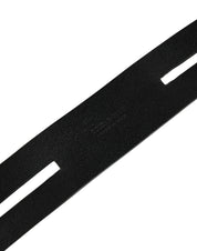 Black Double Strap Leather Silver Buckle Belt