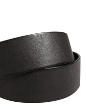 Men Black Classic Leather Metal Buckle Belt