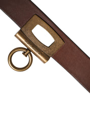 Men Brown Classic Leather Metal Buckle Belt