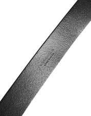 Black Calf Leather Silver Metal Buckle Belt