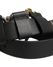 Men Black Classic Leather Metal Buckle Belt