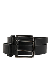 Dolce & Gabbana Black Double Strap Leather Silver Buckle Belt Dolce & Gabbana