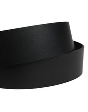 Black Calf Leather Ornate Metal Buckle Belt