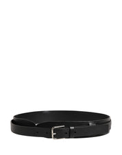 Men Black Classic Leather Metal Buckle Belt