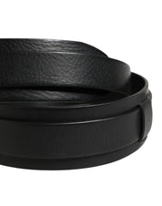 Men Black Classic Leather Metal Buckle Belt