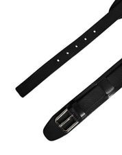 Men Black Classic Leather Metal Buckle Belt