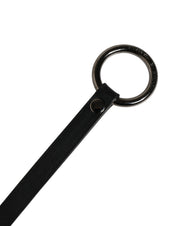 Men Black Calfskin Leather Metal Buckle Belt