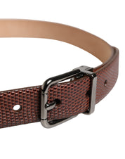 Men Brown Goatskin Leather Metal Buckle Belt