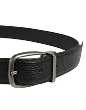 Men Black Classic Leather Metal Buckle Belt
