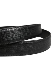 Men Black Classic Leather Metal Buckle Belt