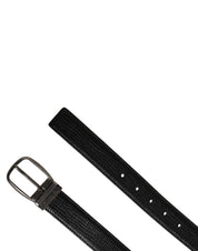 Men Black Classic Leather Metal Buckle Belt