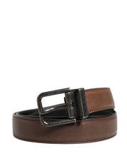 Dolce & Gabbana Men Brown Classic Leather Metal Buckle Belt Dolce & Gabbana
