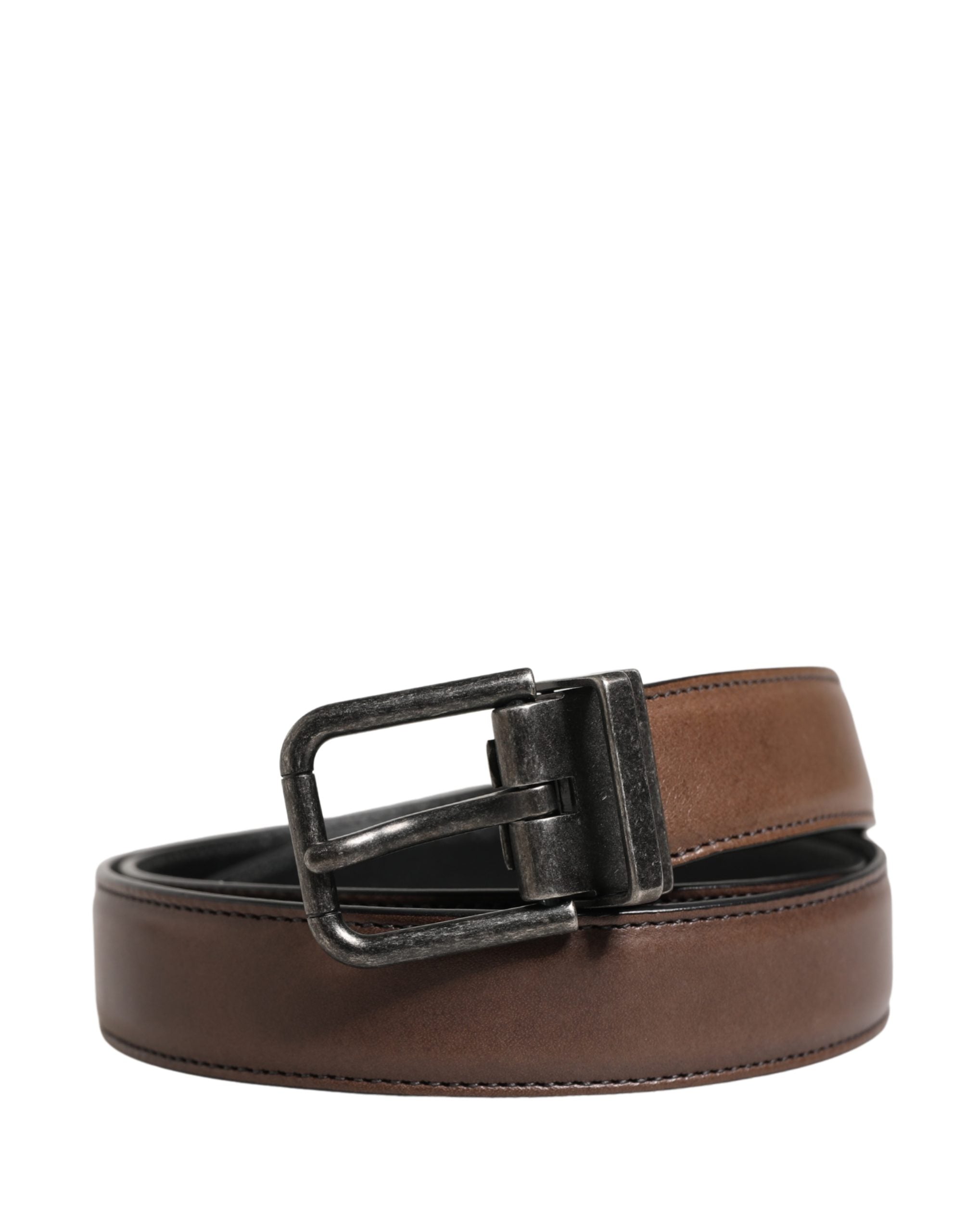 Dolce & Gabbana Men Brown Classic Leather Metal Buckle Belt Dolce & Gabbana